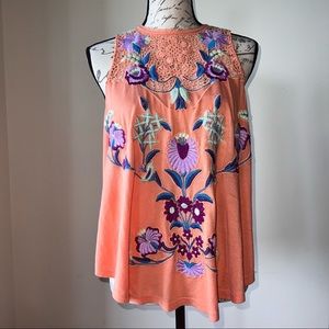 Free People new with tags lace and embroidered top size small
